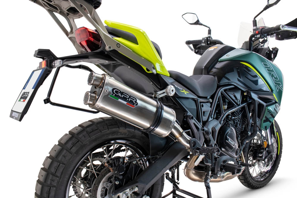 Egzoz ile uyumlu Benelli Trk 702 X 2023-2024, Dual Inox, Egzoz yasal, onaylı, çıkarılabilir db killer ve bağlantı borulu susturucu 