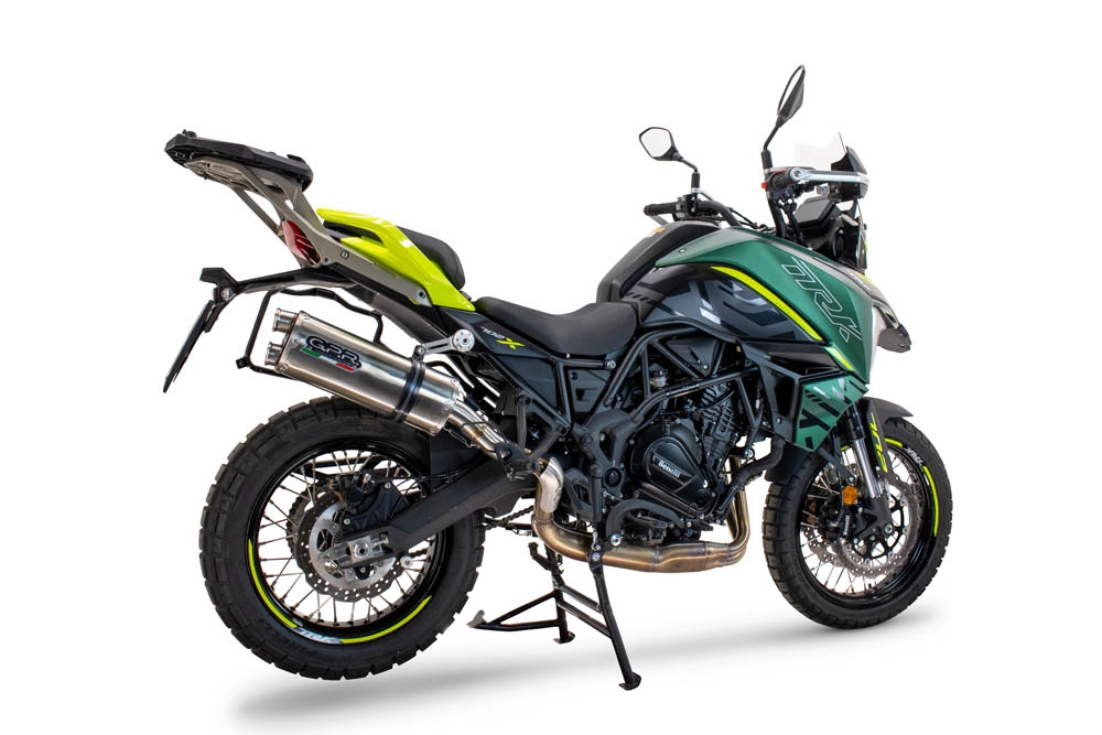 Egzoz ile uyumlu Benelli Trk 702 X 2023-2024, Dual Inox, Egzoz yasal, onaylı, çıkarılabilir db killer ve bağlantı borulu susturucu 