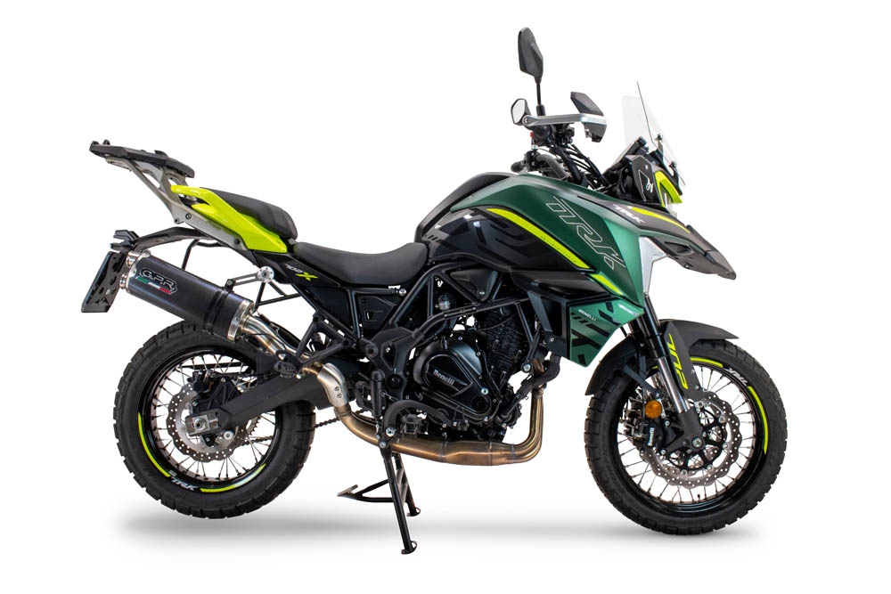 Egzoz ile uyumlu Benelli Trk 702 2023-2024, Dual Poppy, Egzoz yasal, onaylı, çıkarılabilir db killer ve bağlantı borulu susturucu 