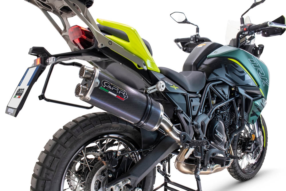 Egzoz ile uyumlu Benelli Trk 702 2023-2024, Dual Poppy, Egzoz yasal, onaylı, çıkarılabilir db killer ve bağlantı borulu susturucu 