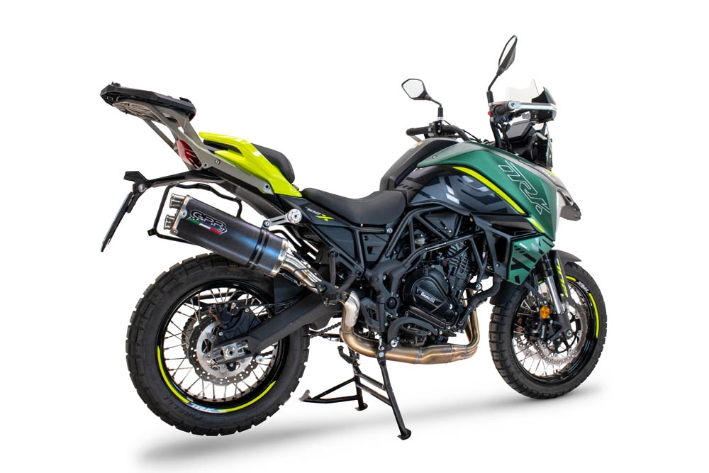 Egzoz ile uyumlu Benelli Trk 702 2023-2024, Dual Poppy, Egzoz yasal, onaylı, çıkarılabilir db killer ve bağlantı borulu susturucu 