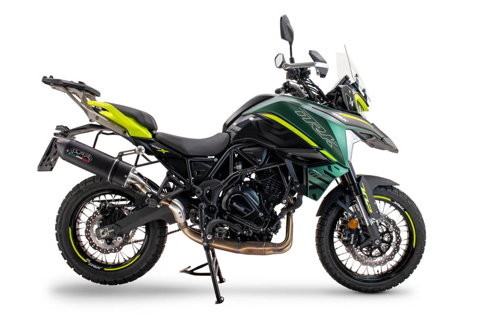 Egzoz ile uyumlu Benelli Trk 702 X 2023-2024, Furore Nero, Egzoz yasal, onaylı, çıkarılabilir db killer ve bağlantı borulu susturucu 