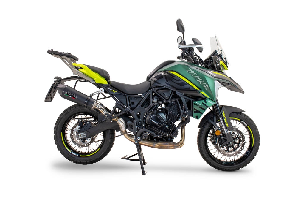 GPR exhaust compatible with  Benelli Trk 702  2023-2024, New Grand Prix Evo Black Titanium, Homologated legal slip-on exhaust including removable db killer and link pipe 