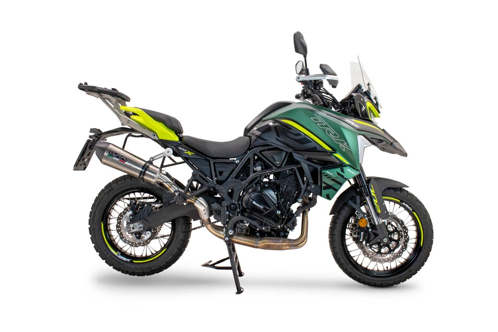 GPR exhaust compatible with  Benelli Trk 702 X 2023-2024, New Grand Prix Evo Titanium, Slip-on exhaust legal for UK and non-EU markets including link pipe and removable db killer 