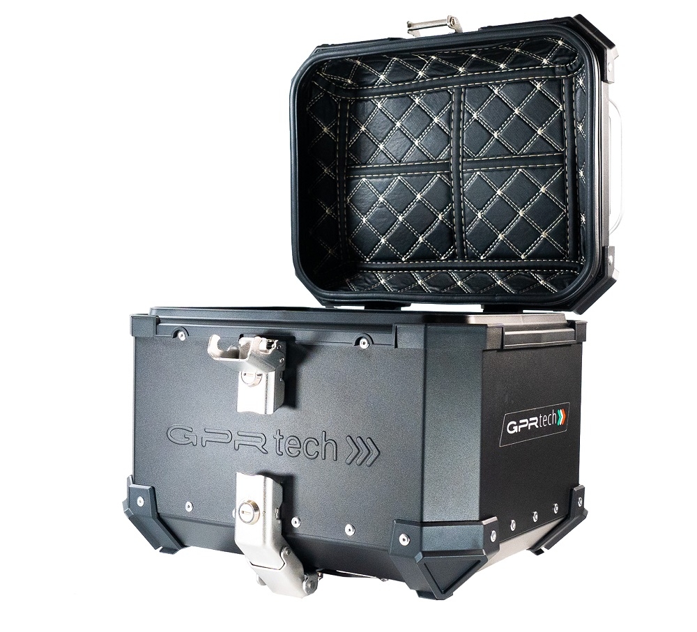 GPR TECH TOP CASE ALPI-TECH 26 LT. BLACK Top case in aluminum,including soft backrest, black color with universal plate  Capacity 26 LT.