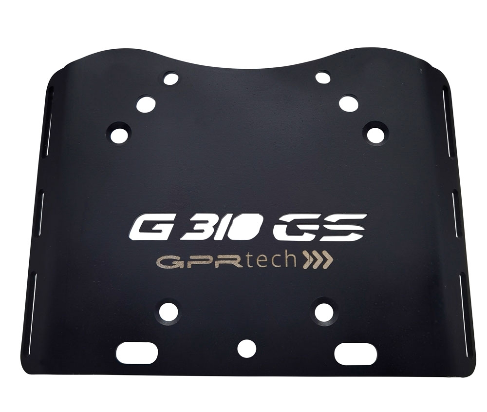 GPR TECH compatible with  Bmw G 310 Gs 2017/2021 e4 GPR TECH SPECIFIC TITANIUM PLATE TOP CASE-ALPITECH 35/55 LT compatible with original luggage rack,titanium made with 4 anchor points