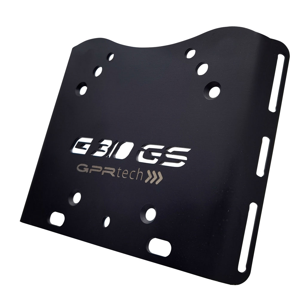 GPR TECH compatible with  Bmw G 310 Gs 2017/2021 e4 GPR TECH SPECIFIC TITANIUM PLATE TOP CASE-ALPITECH 35/55 LT compatible with original luggage rack,titanium made with 4 anchor points