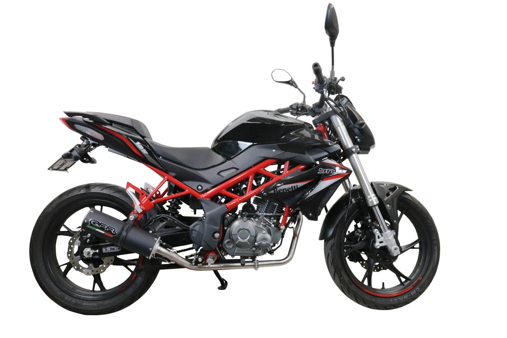 Egzoz ile uyumlu Benelli Bn 125 2021-2024, M3 Black Titanium, Yalnızca gürültü için onaylanan sistem, AB dışındaki pazarlar için geçerlidir Tam hat, susturucu artı toplayıcı 