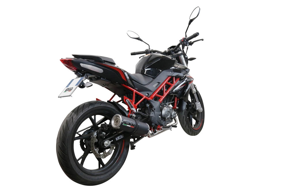 Egzoz ile uyumlu Benelli Bn 125 2021-2024, M3 Black Titanium, Yalnızca gürültü için onaylanan sistem, AB dışındaki pazarlar için geçerlidir Tam hat, susturucu artı toplayıcı 