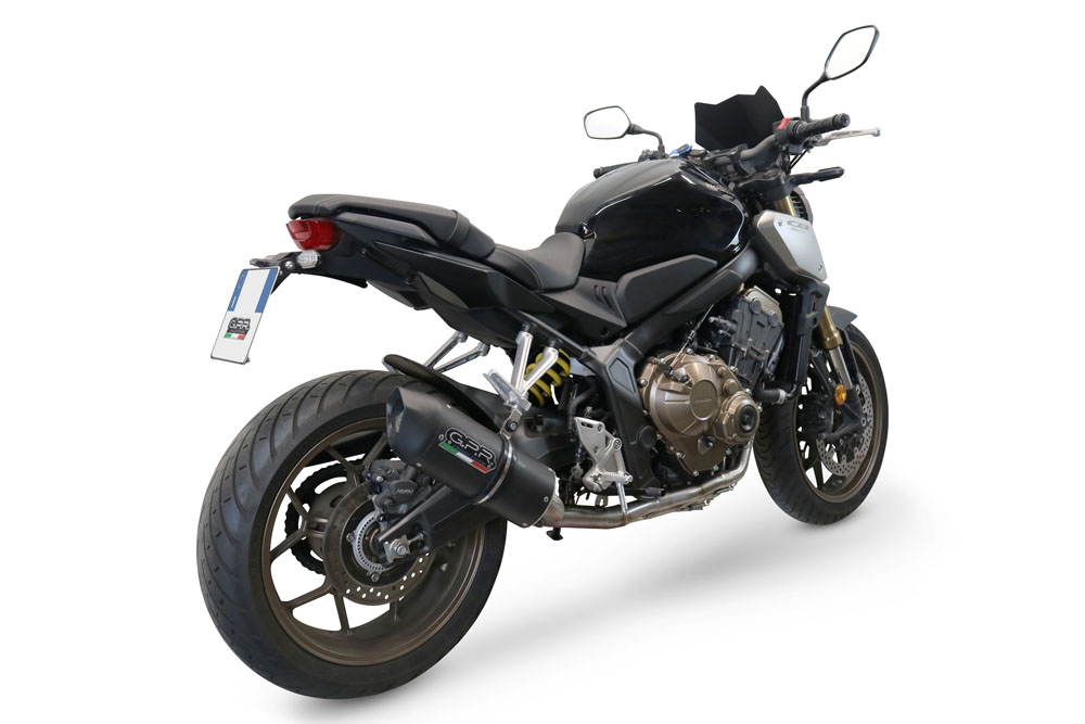 Exhaust compatible with Honda Cb 650 F 2019-2022, Furore Evo4 Nero, full system exhaust legal for UK and non-EU countries including removable db killer 
