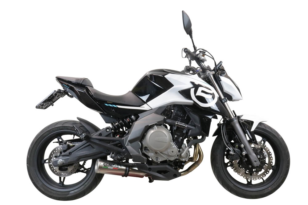 Exhaust compatible with Cf Moto 650 Mt 2019-2020, M3 Inox , Slip-on exhaust legal for UK and non-EU markets including link pipe and removable db killer 