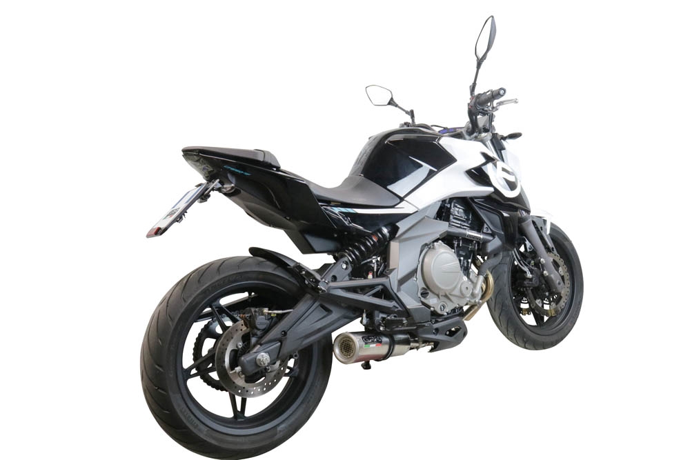 Exhaust compatible with Cf Moto 650 Mt 2019-2020, M3 Inox , Slip-on exhaust legal for UK and non-EU markets including link pipe and removable db killer 