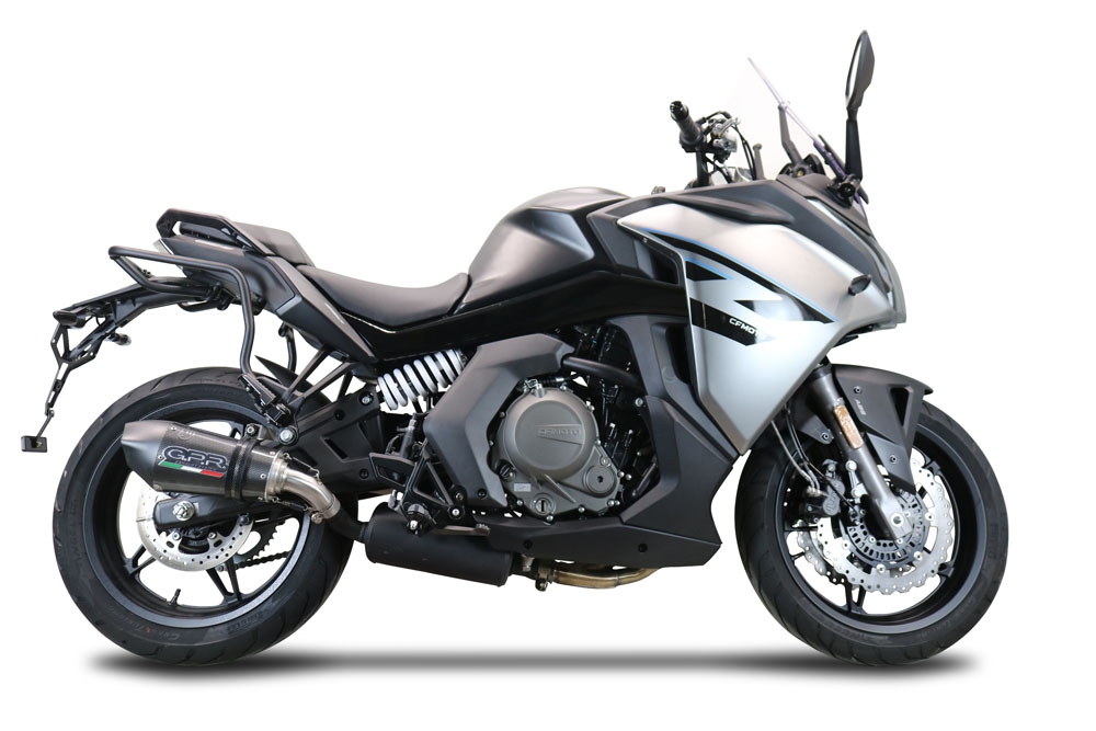 GPR exhaust compatible with  Cf Moto 650 Gt 2022-2024, New Grand Prix Evo Poppy, Homologated legal slip-on exhaust including removable db killer and link pipe 