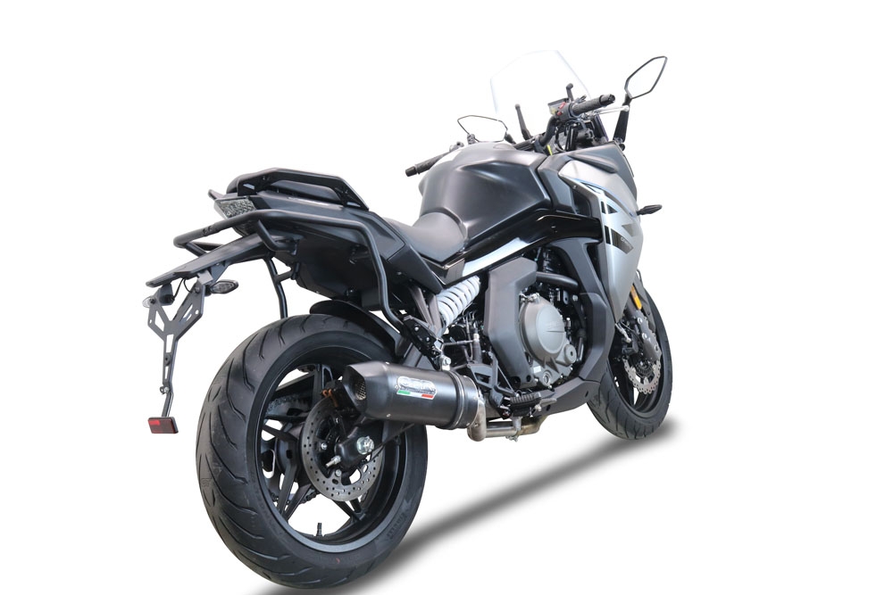 Exhaust compatible with Cf Moto 650 Gt 2022-2024, Furore Nero, Slip-on exhaust legal for UK and non-EU markets including link pipe and removable db killer 