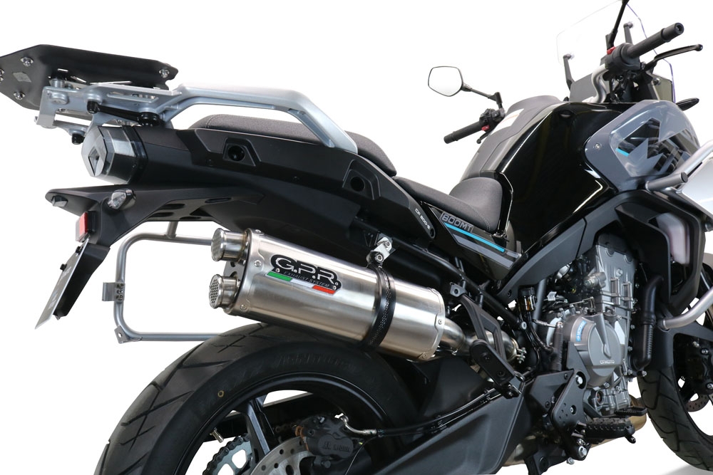 Exhaust compatible with Cf Moto 800 Mt Sport 2022-2024, Dual Inox, Homologated legal slip-on exhaust including removable db killer and link pipe 
