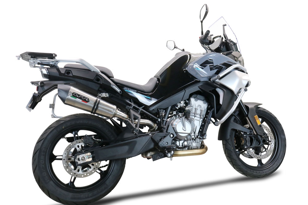 GPR exhaust compatible with  Cf Moto 800 Mt Touring 2022-2024, New Grand Prix Evo Titanium, Homologated legal slip-on exhaust including removable db killer and link pipe 