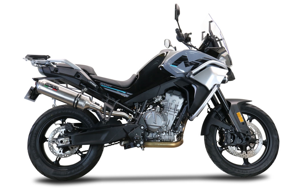 Egzoz ile uyumlu Cf Moto 800 Mt Touring 2022-2024, Satinox , Egzoz yasal, onaylı, çıkarılabilir db killer ve bağlantı borulu susturucu 