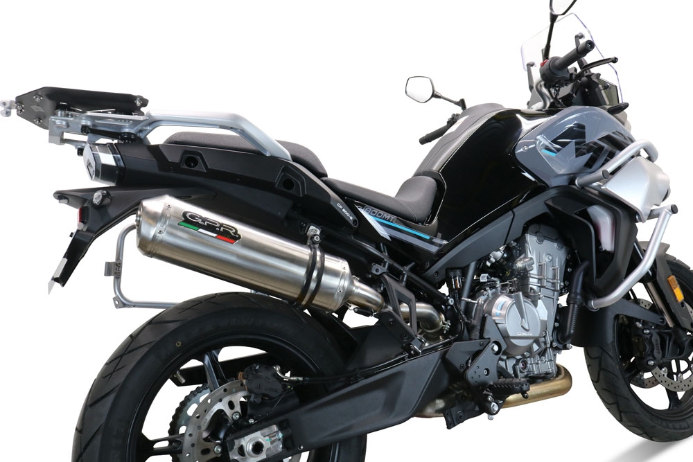 Egzoz ile uyumlu Cf Moto 800 Mt Touring 2022-2024, Satinox , Egzoz yasal, onaylı, çıkarılabilir db killer ve bağlantı borulu susturucu 