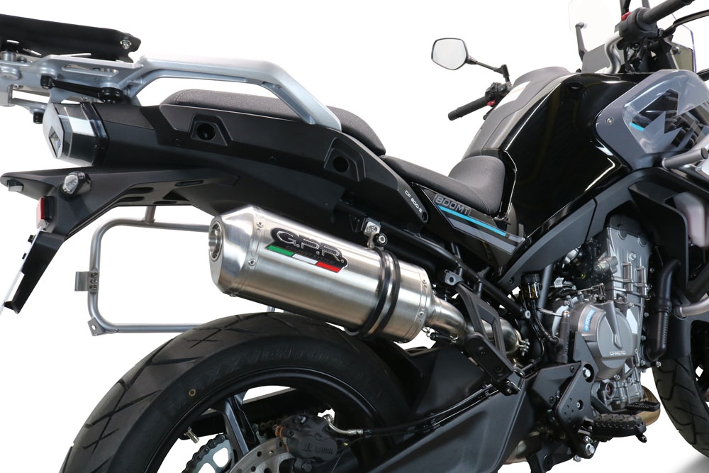 Egzoz ile uyumlu Cf Moto 800 Mt Touring 2022-2024, Satinox , Egzoz yasal, onaylı, çıkarılabilir db killer ve bağlantı borulu susturucu 