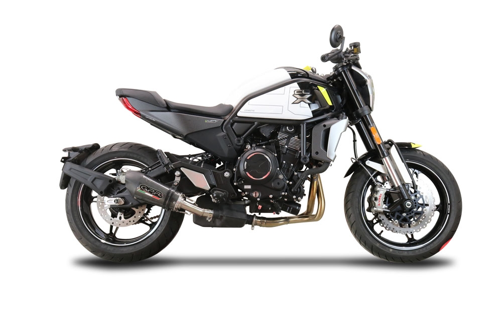 GPR exhaust compatible with  Cf Moto 700 CL-X Adv 2022-2024, New Grand Prix Evo Poppy, Homologated legal slip-on exhaust including removable db killer and link pipe 
