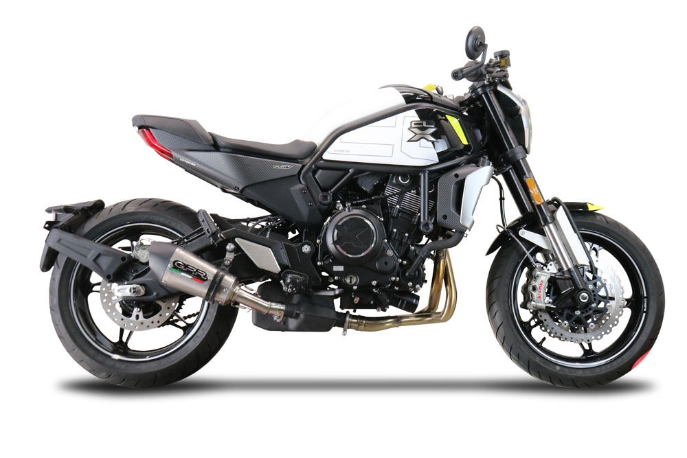 GPR exhaust compatible with  Cf Moto 700 CL-X Heritage  2022-2024, New Grand Prix Evo Titanium, Homologated legal slip-on exhaust including removable db killer and link pipe 