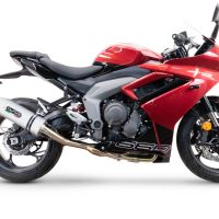 Egzoz ile uyumlu Triumph Daytona 660 2023-2025, Albus Ceramic, Onaylanmış ve yasal, çıkarılabilir db öldürücü dahil tam sistem egzozu 