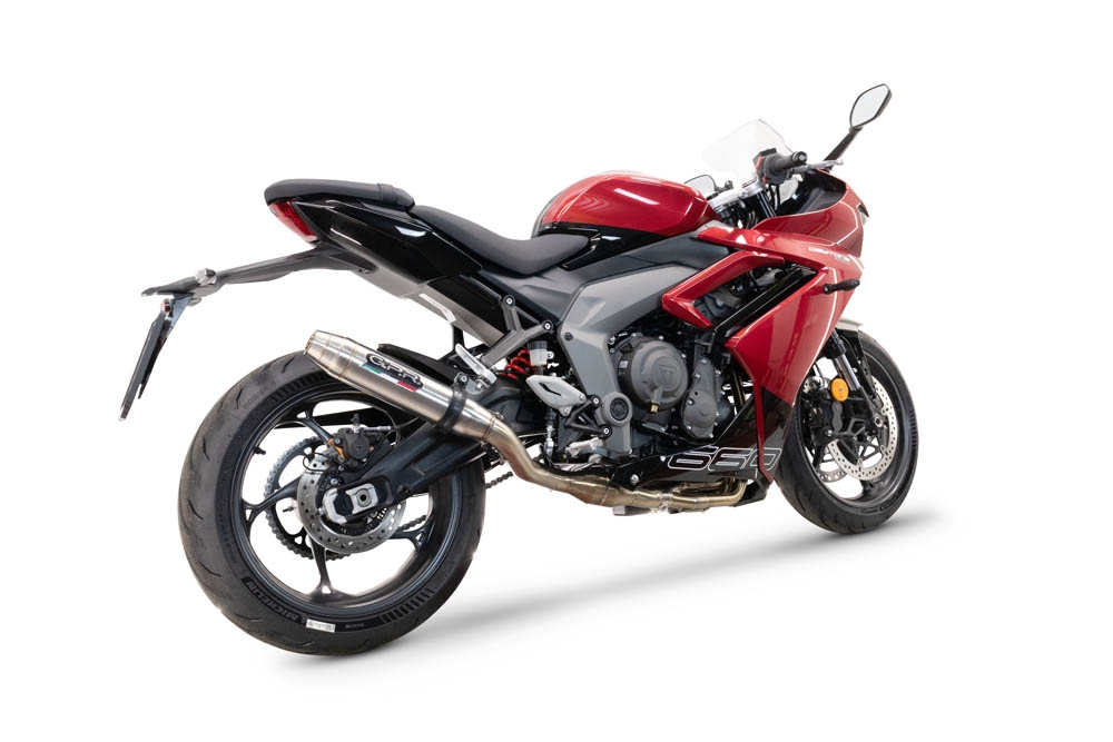 Egzoz ile uyumlu Triumph Daytona 660 2023-2025, Deeptone Inox, Yalnızca gürültü için onaylanan sistem, AB dışındaki pazarlar için geçerlidir Tam hat, susturucu artı toplayıcı 