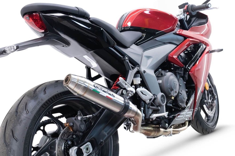 Egzoz ile uyumlu Triumph Daytona 660 2023-2025, Deeptone Inox, Yalnızca gürültü için onaylanan sistem, AB dışındaki pazarlar için geçerlidir Tam hat, susturucu artı toplayıcı 