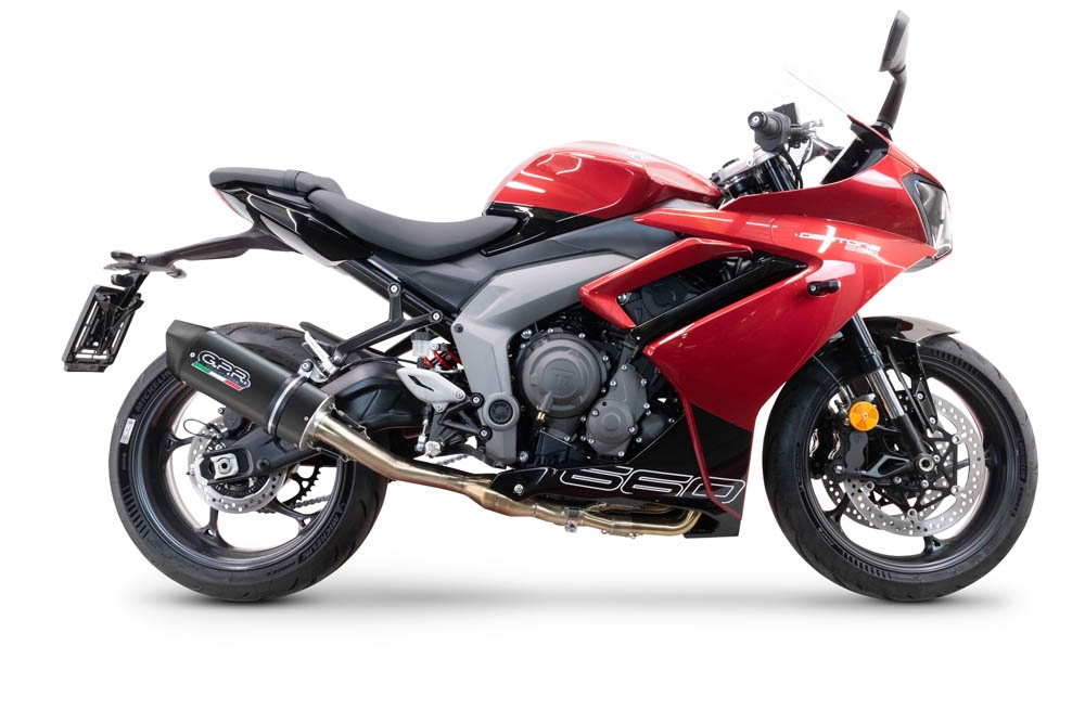 Egzoz ile uyumlu Triumph Daytona 660 2023-2025, Furore Nero, Onaylanmış ve yasal, çıkarılabilir db öldürücü dahil tam sistem egzozu 