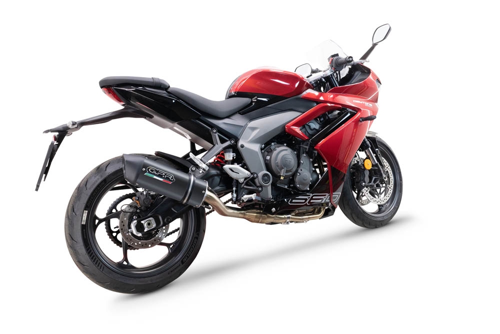 Egzoz ile uyumlu Triumph Daytona 660 2023-2025, Furore Nero, Onaylanmış ve yasal, çıkarılabilir db öldürücü dahil tam sistem egzozu 
