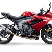 Egzoz ile uyumlu Triumph Daytona 660 2023-2025, M3 Inox , Yalnızca gürültü için onaylanan sistem, AB dışındaki pazarlar için geçerlidir Tam hat, susturucu artı toplayıcı 