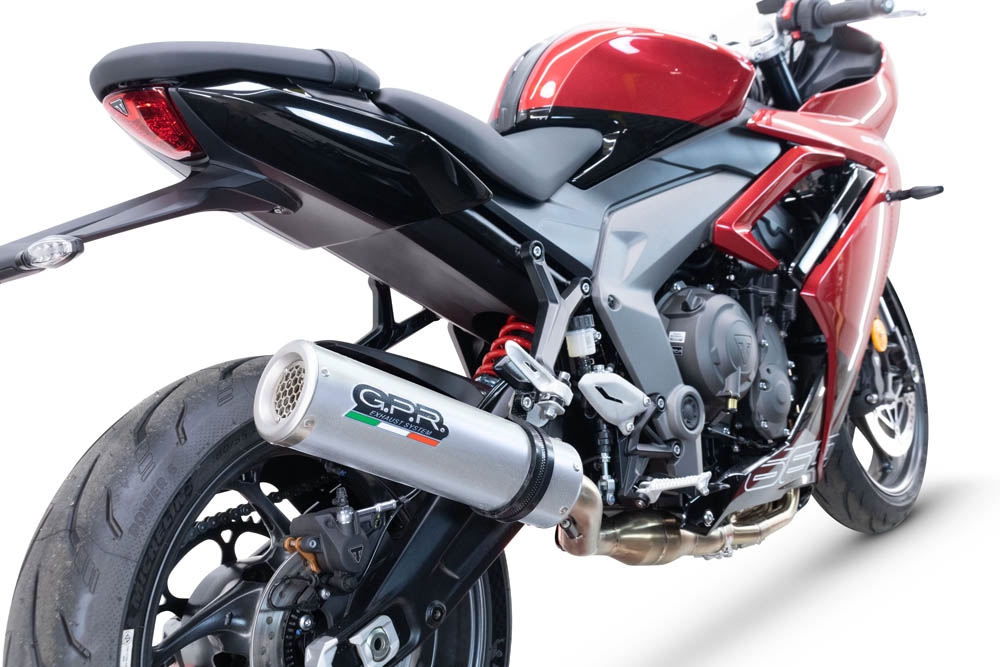 Egzoz ile uyumlu Triumph Daytona 660 2023-2025, M3 Inox , Yalnızca gürültü için onaylanan sistem, AB dışındaki pazarlar için geçerlidir Tam hat, susturucu artı toplayıcı 