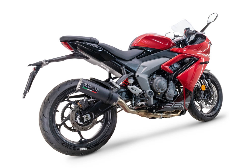 Egzoz ile uyumlu Triumph Daytona 660 2023-2025, M3 Black Titanium, Yalnızca gürültü için onaylanan sistem, AB dışındaki pazarlar için geçerlidir Tam hat, susturucu artı toplayıcı 