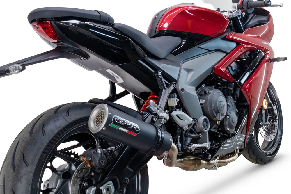 Egzoz ile uyumlu Triumph Daytona 660 2023-2025, M3 Black Titanium, Yalnızca gürültü için onaylanan sistem, AB dışındaki pazarlar için geçerlidir Tam hat, susturucu artı toplayıcı 
