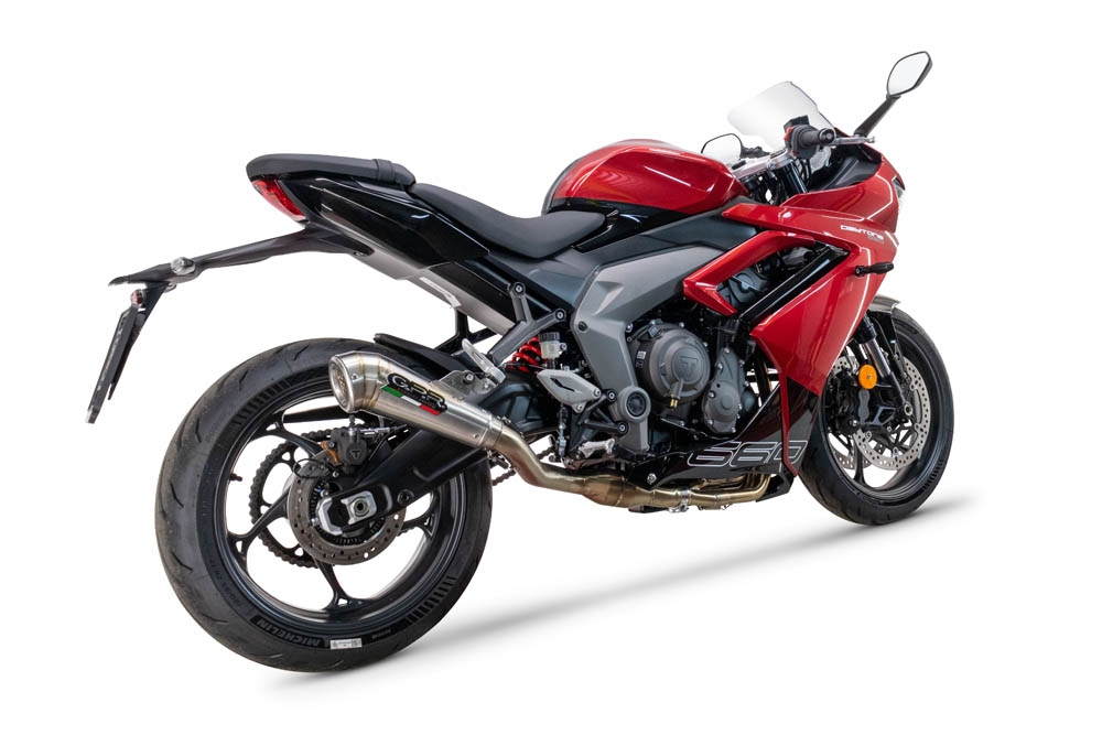 Exhaust compatible with Triumph Daytona 660 2023-2025, Powercone Evo, full system exhaust legal for UK and non-EU countries including removable db killer 