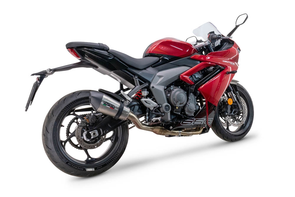 Egzoz GPR ile uyumlu  Triumph Daytona 660 2023-2025, New Grand Prix Evo Titanium, Yalnızca gürültü için onaylanan sistem, AB dışındaki pazarlar için geçerlidir Tam hat, susturucu artı toplayıcı 
