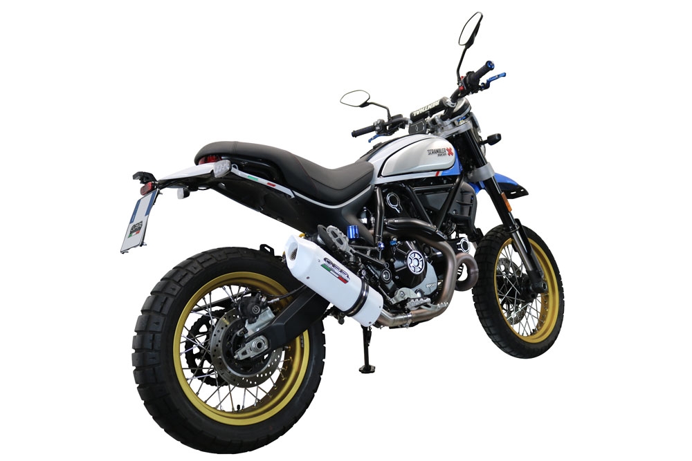 Egzoz ile uyumlu Ducati Scrambler 800 Urban Motard 2021-2023, Albus Ceramic, Onaylı egzoz, bağlantı borusu ve çıkarılabilir db öldürücü dahil Avrupa DIŞI pazarlar için yasal 