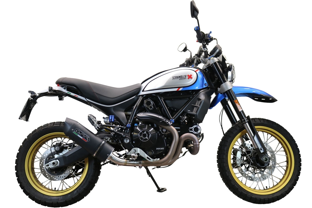 Exhaust compatible with Ducati Scrambler 800 Nightshift -Urban Motard 2021-2022, Furore Poppy, Slip-on exhaust legal for UK and non-EU markets including link pipe and removable db killer 