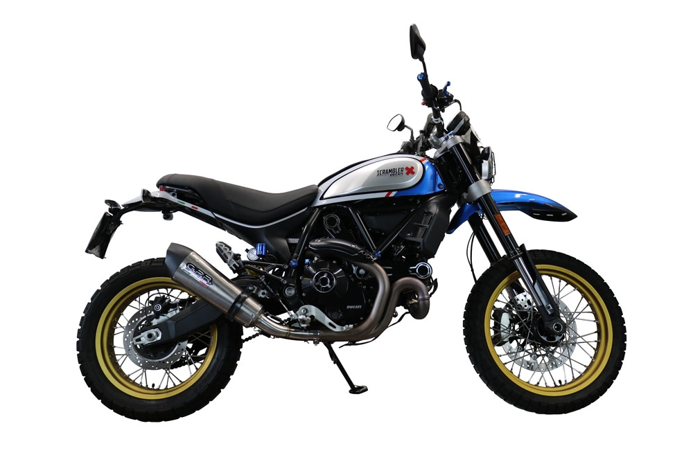 GPR exhaust compatible with  Ducati Scrambler 800 Icon -Icon Dark 2021-2022, New Grand Prix Evo Titanium, Slip-on exhaust legal for UK and non-EU markets including link pipe and removable db killer 