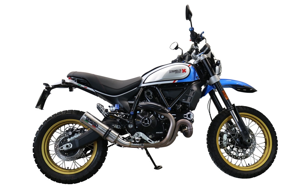 Exhaust compatible with Ducati Scrambler 800 Urban Motard 2021-2023, M3 Inox , Slip-on exhaust legal for UK and non-EU markets including link pipe and removable db killer 