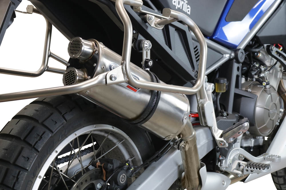 Egzoz ile uyumlu Aprilia Tuareg 660 2021-2024, Dual Inox, Egzoz yasal, onaylı, çıkarılabilir db killer ve bağlantı borulu susturucu 