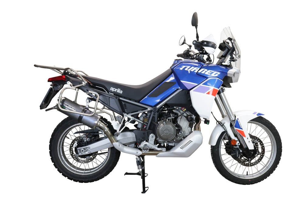 Egzoz ile uyumlu Aprilia Tuareg 660 2021-2024, Dual Poppy, Egzoz yasal, onaylı, çıkarılabilir db killer ve bağlantı borulu susturucu 