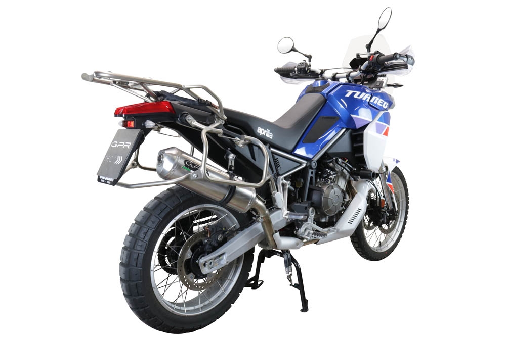 Egzoz ile uyumlu Aprilia Tuareg 660 2021-2024, Satinox , Egzoz yasal, onaylı, çıkarılabilir db killer ve bağlantı borulu susturucu 