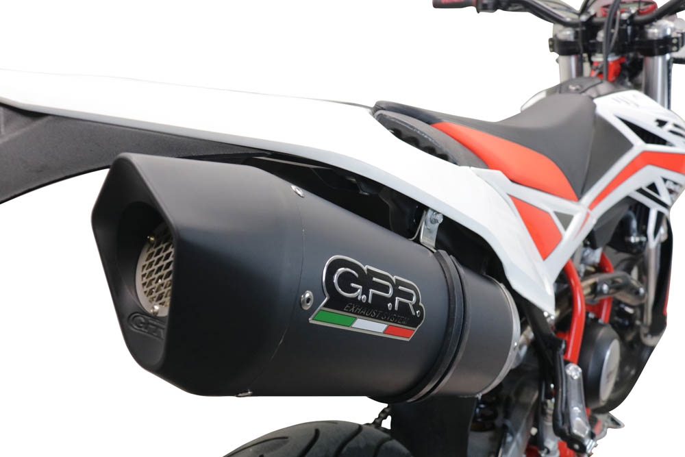 Egzoz ile uyumlu Beta RR 125 4T Enduro 2019-2020, Furore Evo4 Nero, Onaylı egzoz, bağlantı borusu ve çıkarılabilir db öldürücü dahil Avrupa DIŞI pazarlar için yasal 