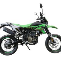 Exhaust compatible with KL MOTOR KXE 125 2022-2023, Furore Evo4 Nero, Slip-on exhaust legal for UK and non-EU markets including link pipe and removable db killer 