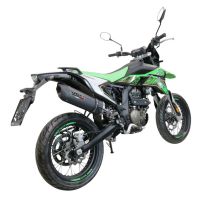 Exhaust compatible with KL MOTOR KXE 125 2022-2023, Furore Evo4 Nero, Slip-on exhaust legal for UK and non-EU markets including link pipe and removable db killer 