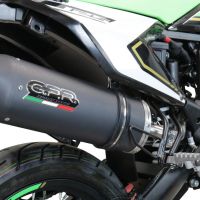 Exhaust compatible with KL MOTOR KXE 125 2022-2023, Furore Evo4 Nero, Slip-on exhaust legal for UK and non-EU markets including link pipe and removable db killer 