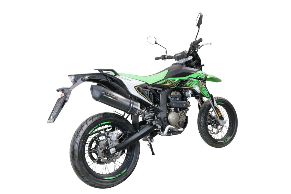 Exhaust compatible with KL MOTOR KXE 125 2022-2023, Furore Evo4 Poppy, Slip-on exhaust legal for UK and non-EU markets including link pipe and removable db killer 