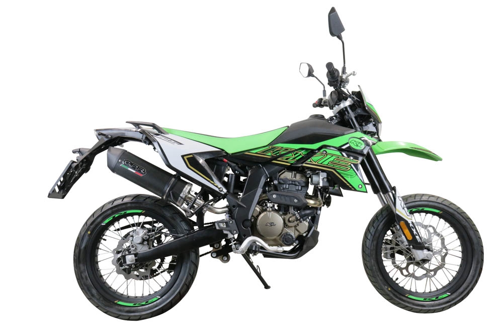 Exhaust compatible with KL MOTOR KXE 125 2022-2023, Furore Evo4 Poppy, Slip-on exhaust legal for UK and non-EU markets including link pipe and removable db killer 