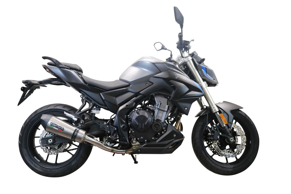 GPR exhaust compatible with  Voge 500DS 2021-2024, New Grand Prix Evo Titanium, Homologated legal slip-on exhaust including removable db killer and link pipe 